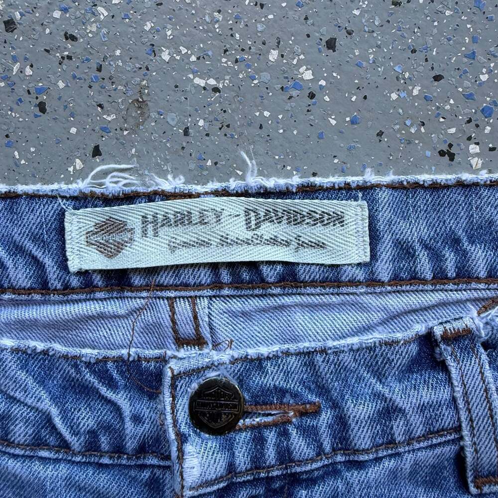 Vintage Harley-Davidson Distressed Faded Blue Denim Jeans - Picture 4 of 8